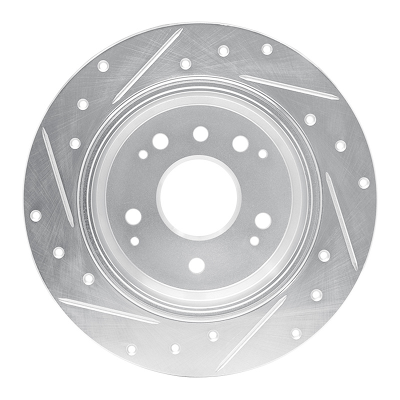 Acura TL Brake Rotor (1) - Rear Right - R1 Concepts - Drilled & Slotted - Silver - `99-`11